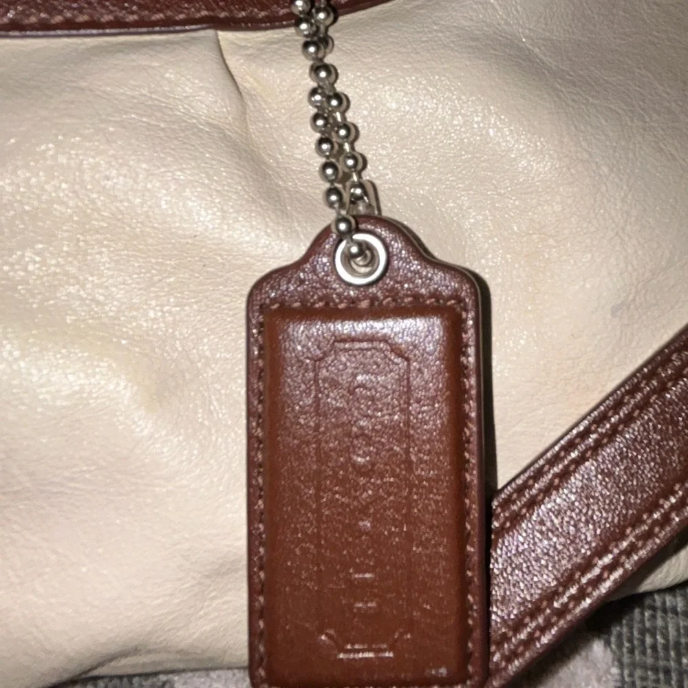 Coach Ashley cream/brown leather satchel
